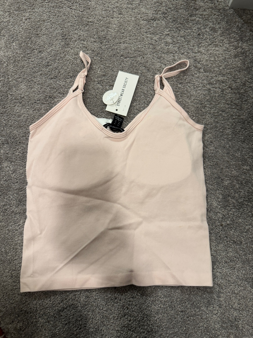 Light Pink Ribbed V-Neck Cami Top - Picture 2 of 3